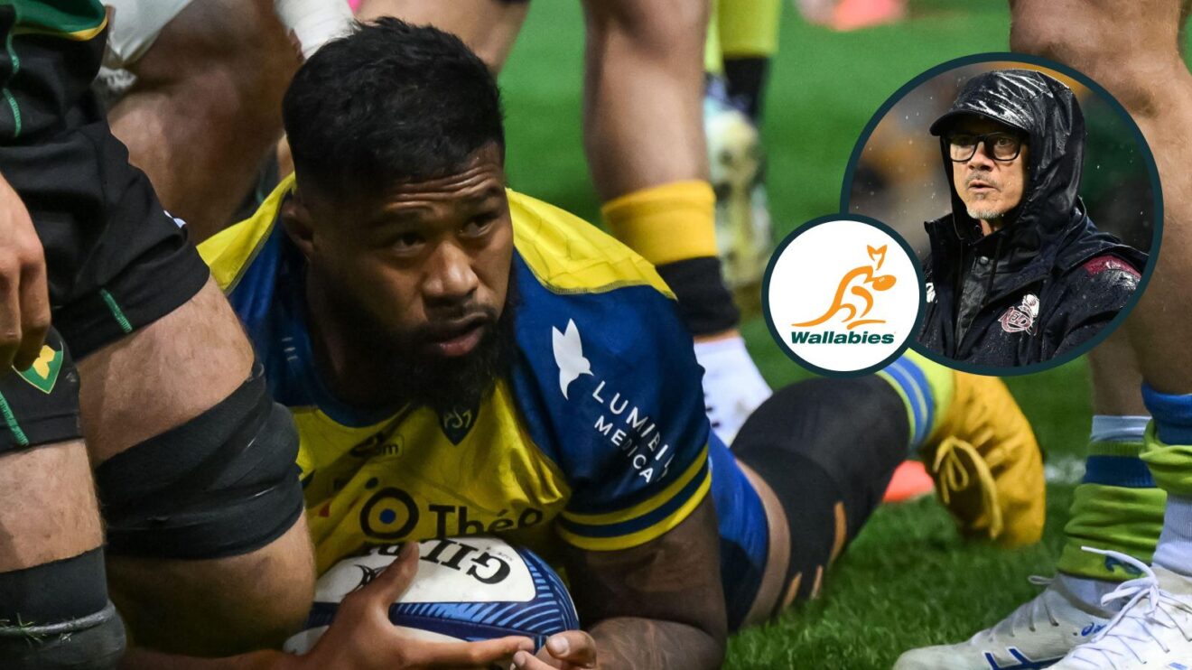 A two layered image of Folau Fainga' and incoming Wallabies head coach Les Kiss