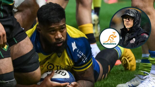 A two layered image of Folau Fainga' and incoming Wallabies head coach Les Kiss
