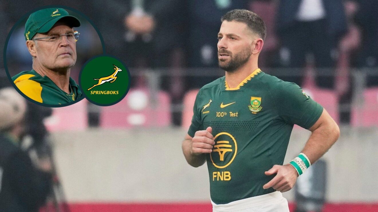 Willie le Roux with an inset of Rassie Erasmus