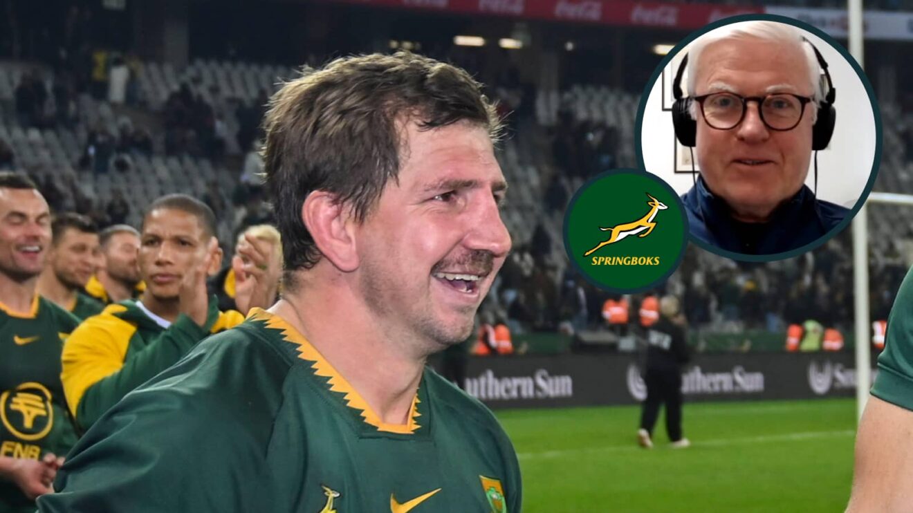 Springboks flanker Kwagga Smith and an inset of Matt Williams.
