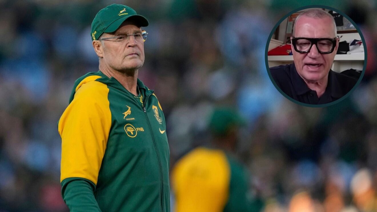 Springboks head coach Rassie Erasmus and All Blacks legend Sir John Kirwan (inset).
