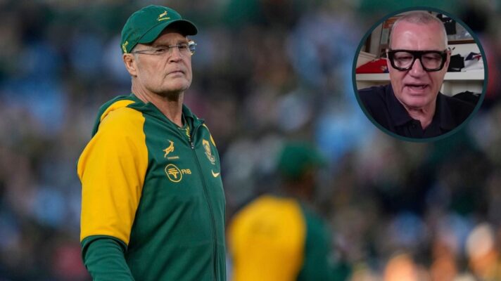 Springboks head coach Rassie Erasmus and All Blacks legend Sir John Kirwan (inset).