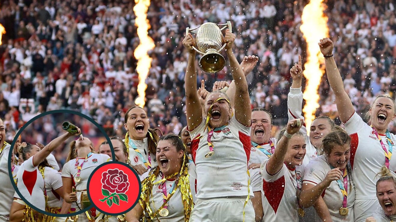 Red Roses celebrating their World Cup final win over Canada