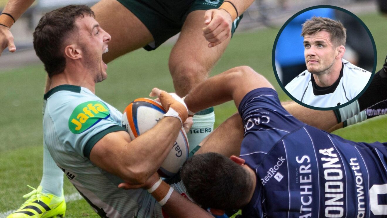 Adam Radwan (front left) with an inset of AJ MacGinty (right)