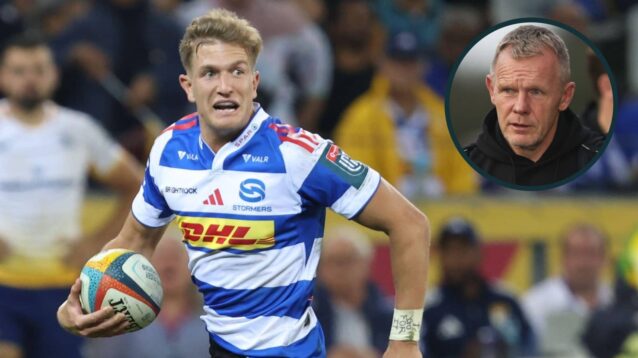 Stormers fly-half Jurie Matthee and an inset of Saracens boss Mark McCall.