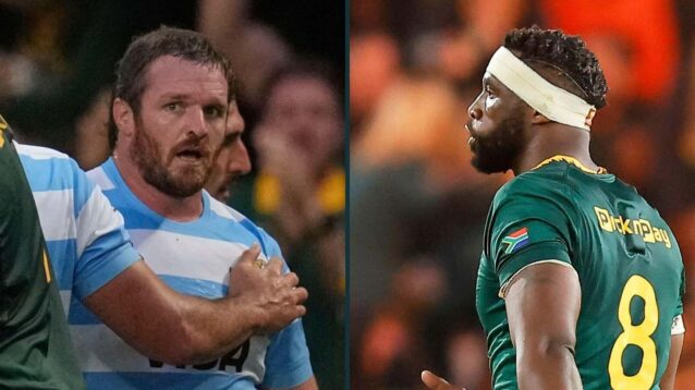 Argentina captain Julian Montoya and Springboks skipper Siya Kolisi.