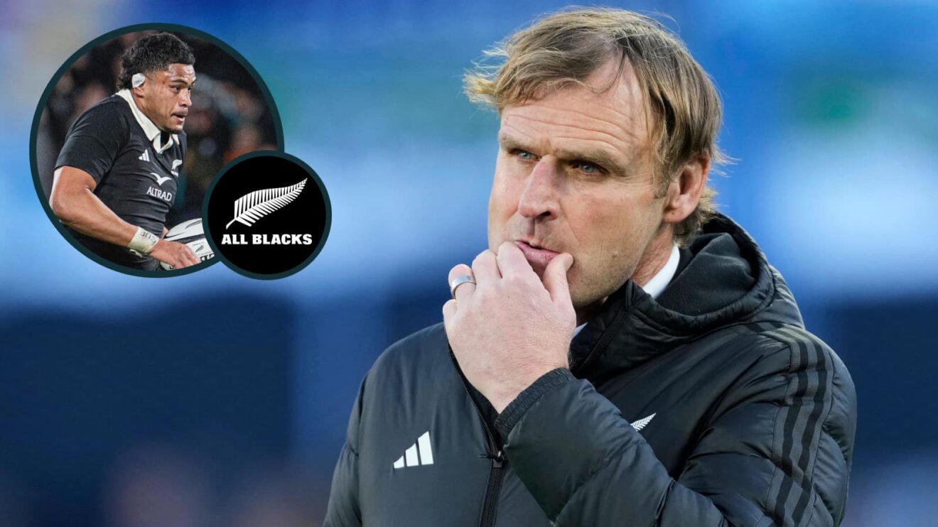 All Blacks head coach Scott Robertson and second-row Tupou Vaa'i (inset).