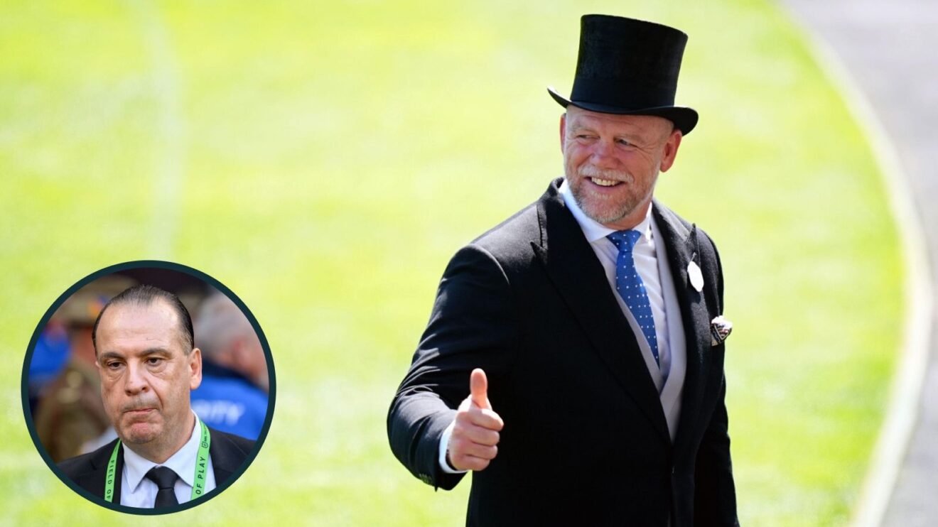 A two layered image of Mike Tindall and Peter V'landys