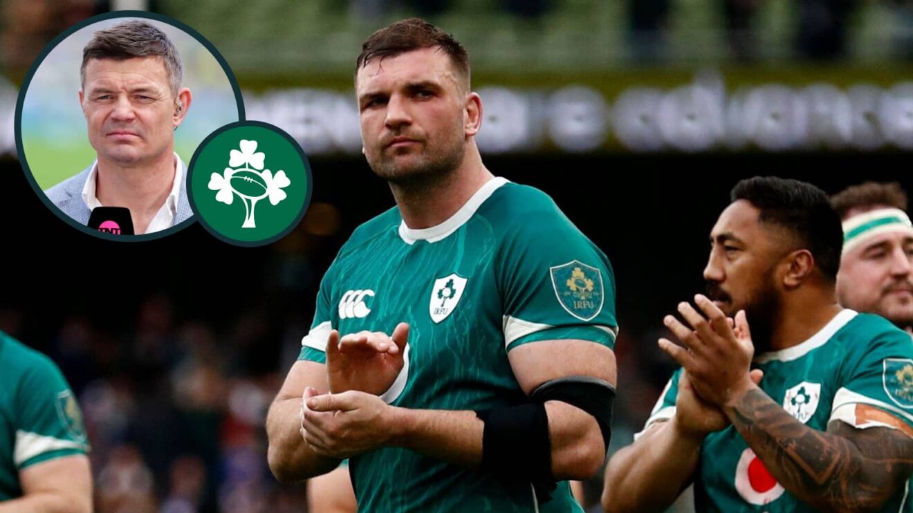 Tadhg Beirne and Bundee Aki, two experienced Ireland stars, and legendary player Brian O'Driscoll (inset).