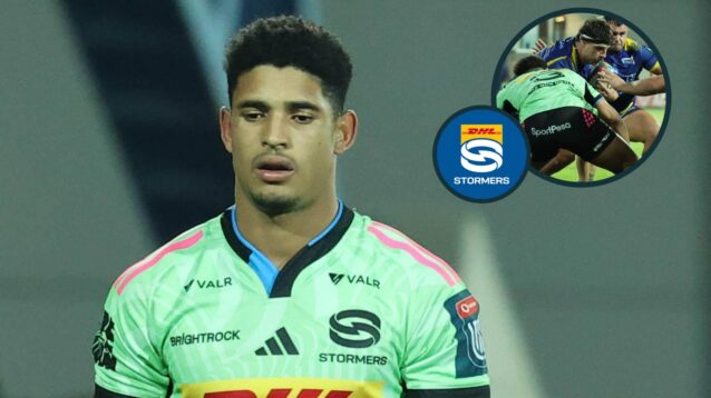 Stormers' Sacha Feinberg-Mngomezulu and an inset of Zachary Porthen.