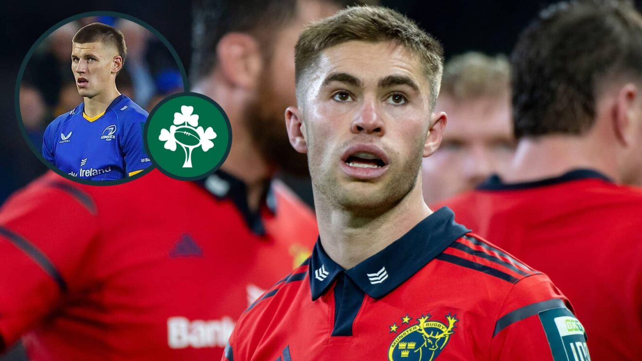 Munster fly-half Jack Crowley and Leinster's Sam Prendergast.