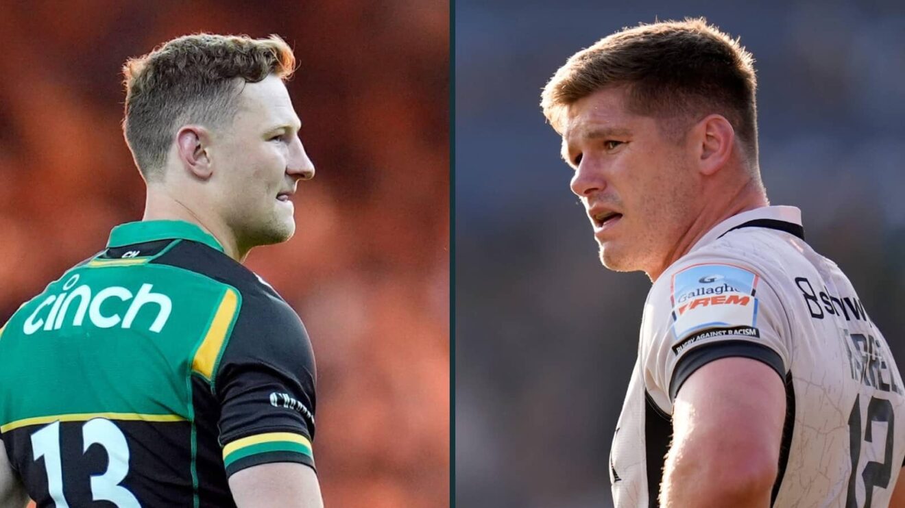 Northampton Saints centre Fraser Dingwall and Saracens' Owen Farrell.