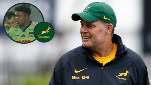 Springboks head coach Rassie Erasmus and an inset of Zachary Porthen (1)
