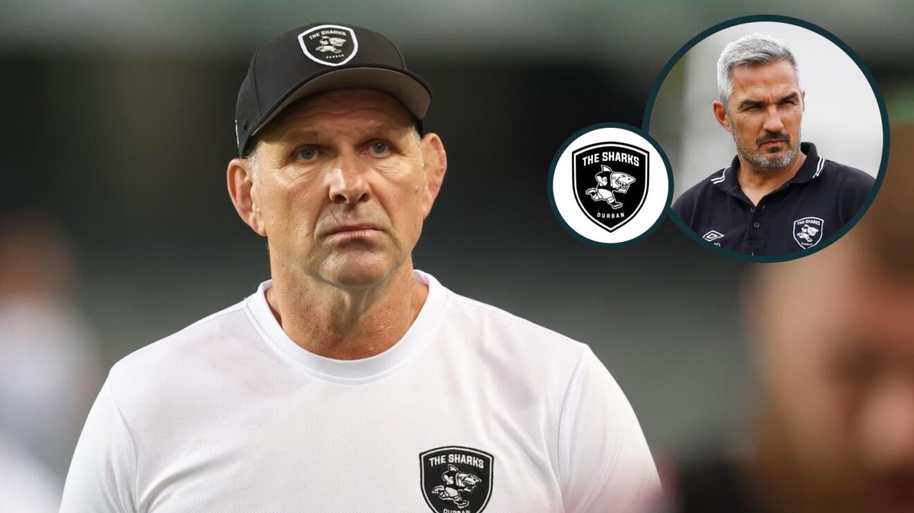Sharks coaches John Plumtree and Neil Powell.