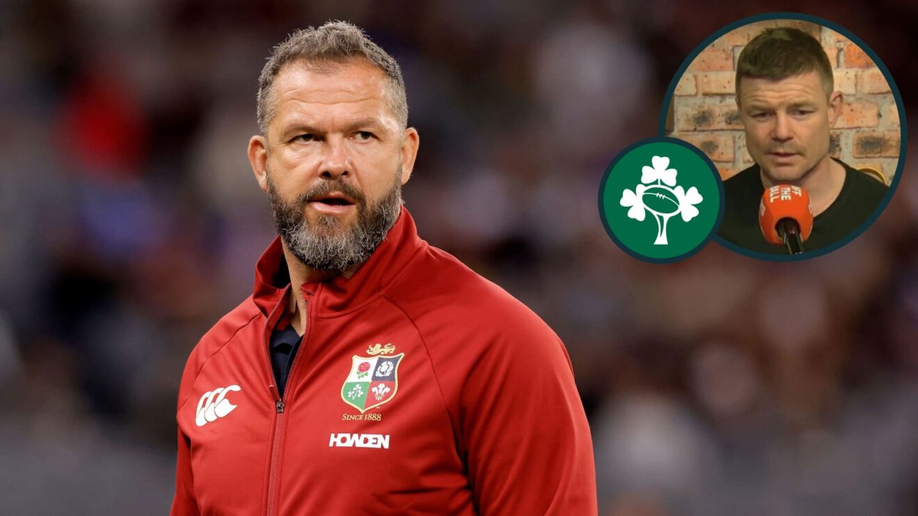 Ireland head coach Andy Farrell and legendary centre Brian O'Driscoll (inset).