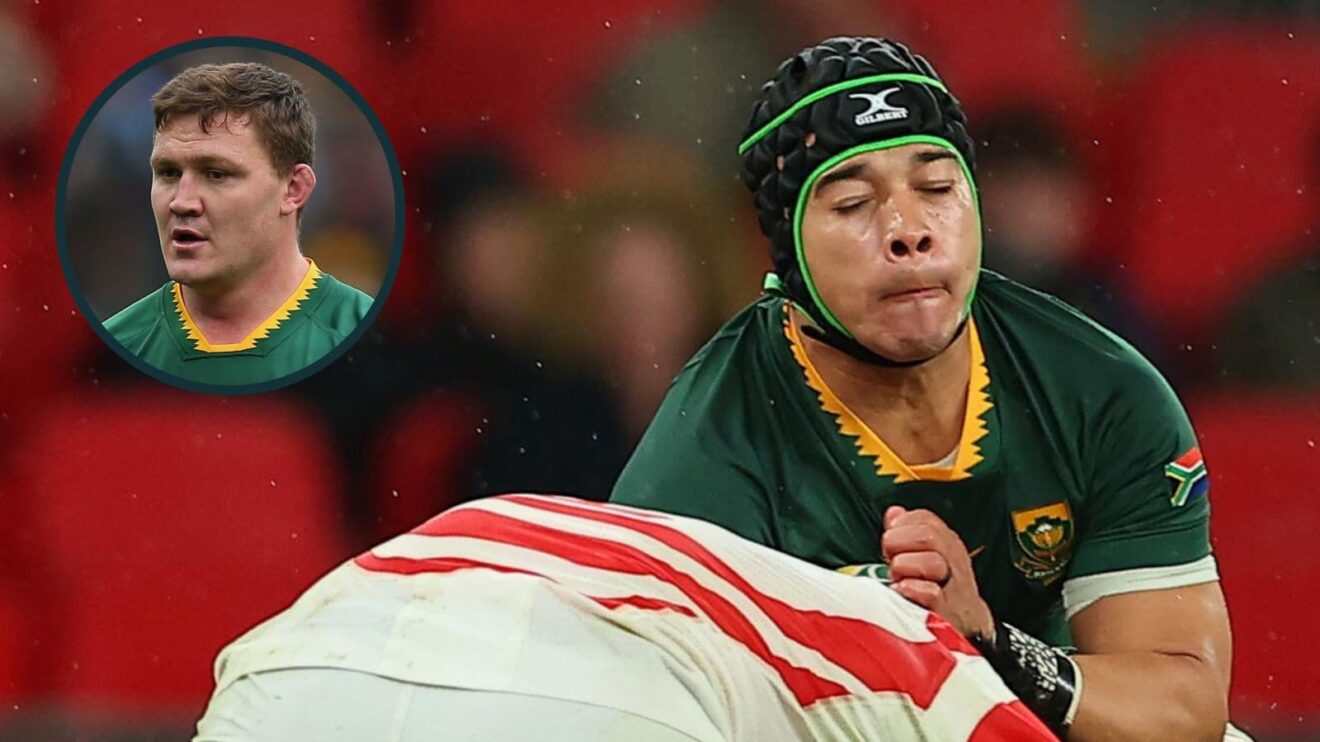 Springboks stars Cheslin Kolbe and Jasper Wiese (inset).