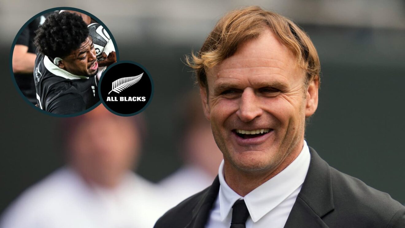 All Blacks head coach Scott Robertson and back-rower Peter Lakai (inset).