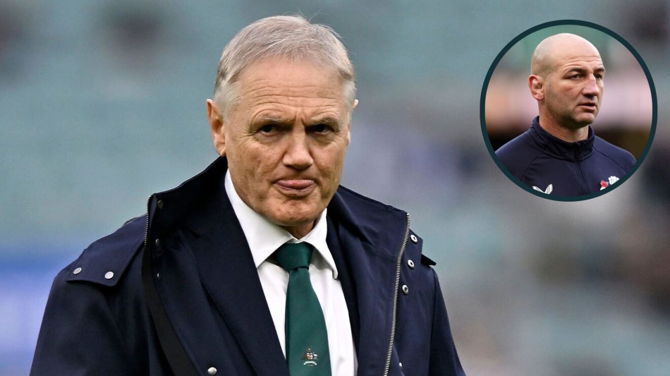 Wallabies head coach Joe Schmidt and England boss Steve Borthwick (inset).