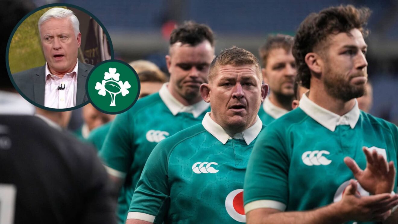 Ireland players dejected after All Blacks loss and pundit Matt Williams (inset).