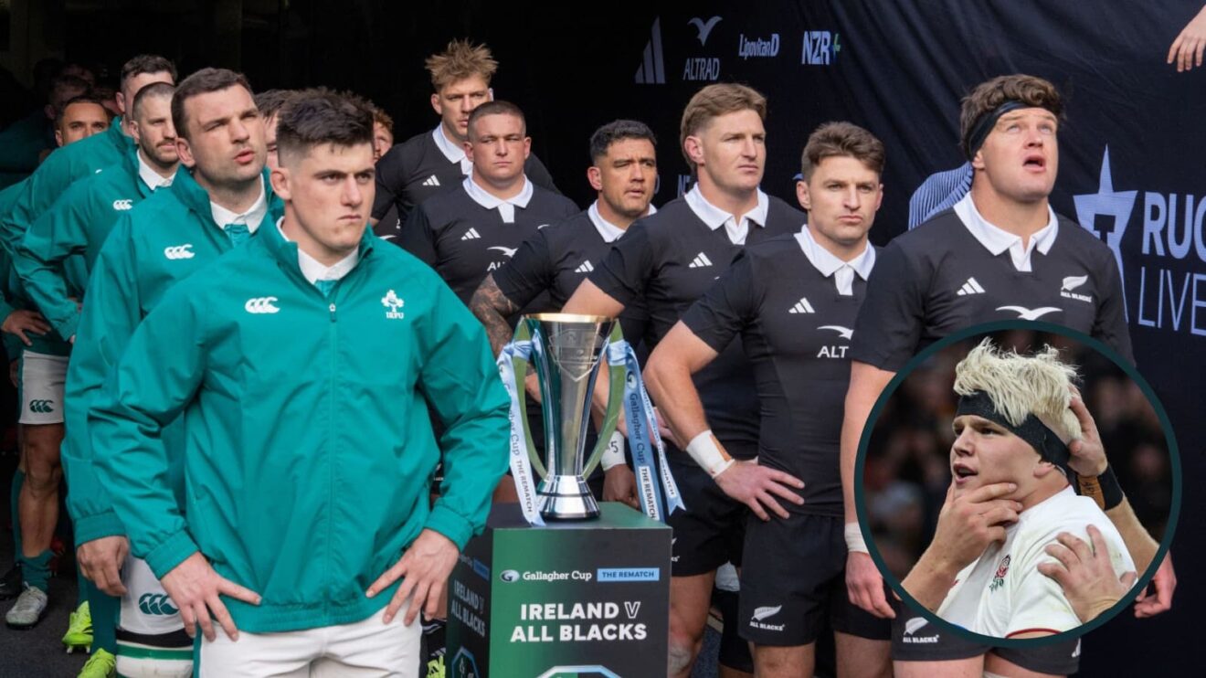 Ireland and New Zealand walking out at Soldier Field, Chicago.