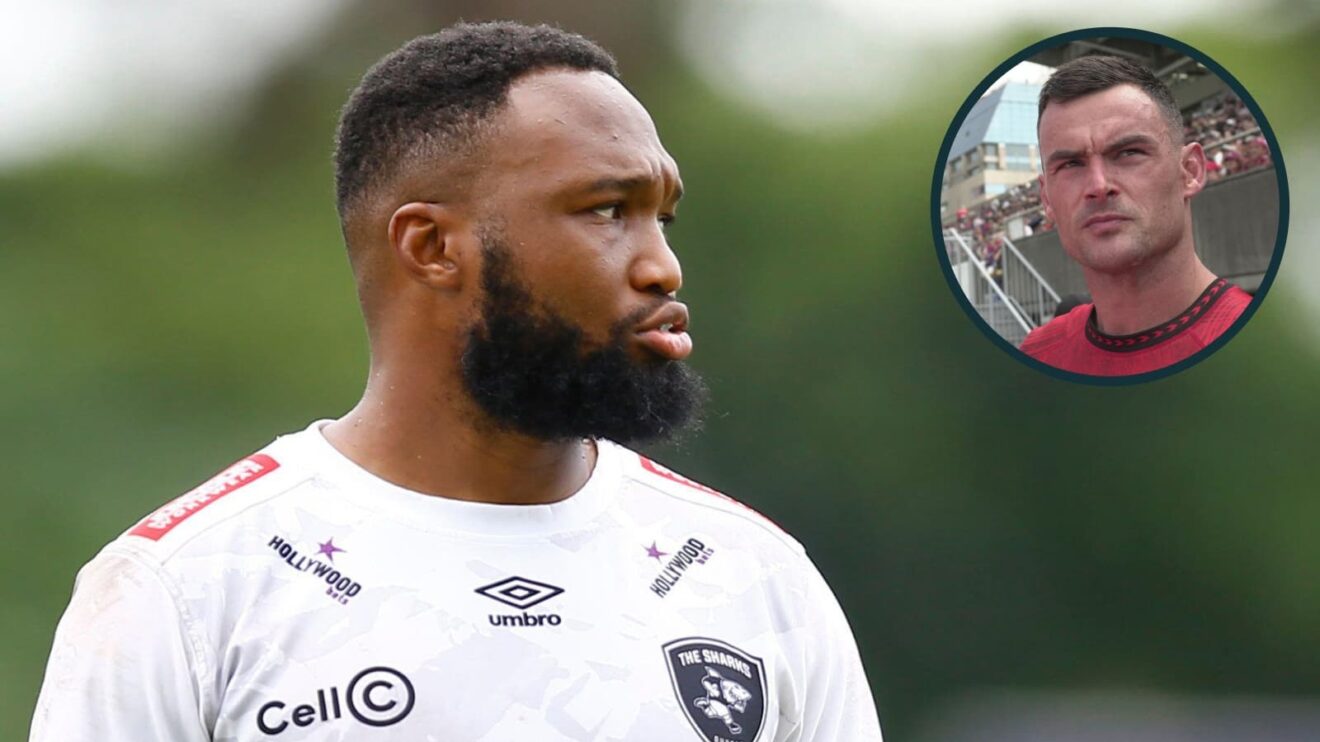 Lukhanyo Am and an inset of Jesse Kriel