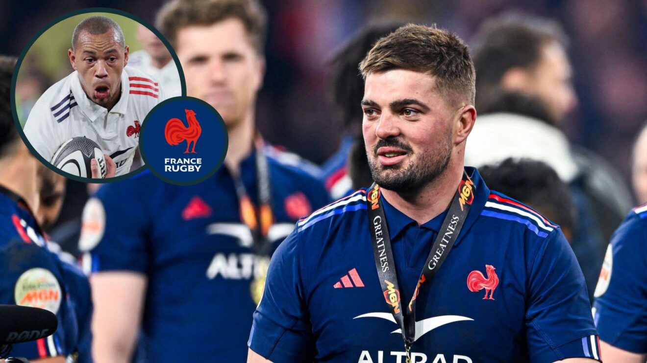 A two layered image of Gael Fickou and Gregory Alldritt