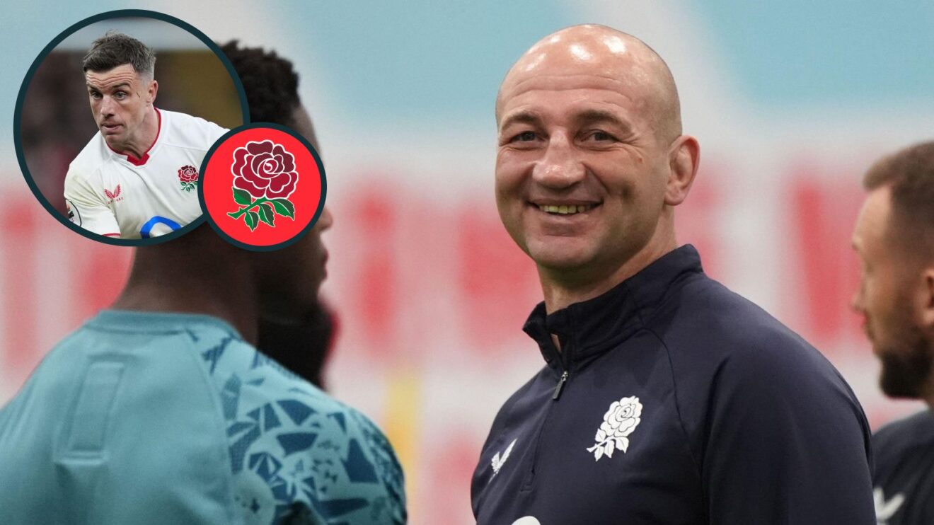 A two layered image of Steve Borthwick and George Ford