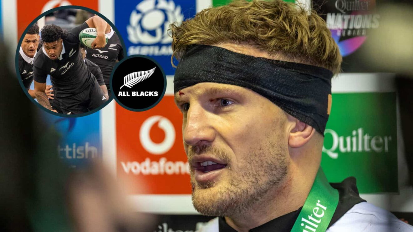 All Blacks playmaker Damian McKenzie and an inset of Leicester Fainga’anuku.