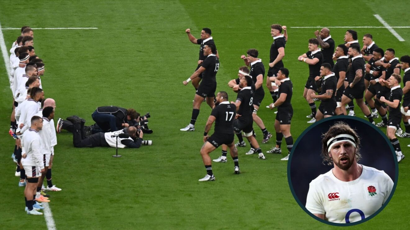 Tom Wood on England facing the haka on Saturday.