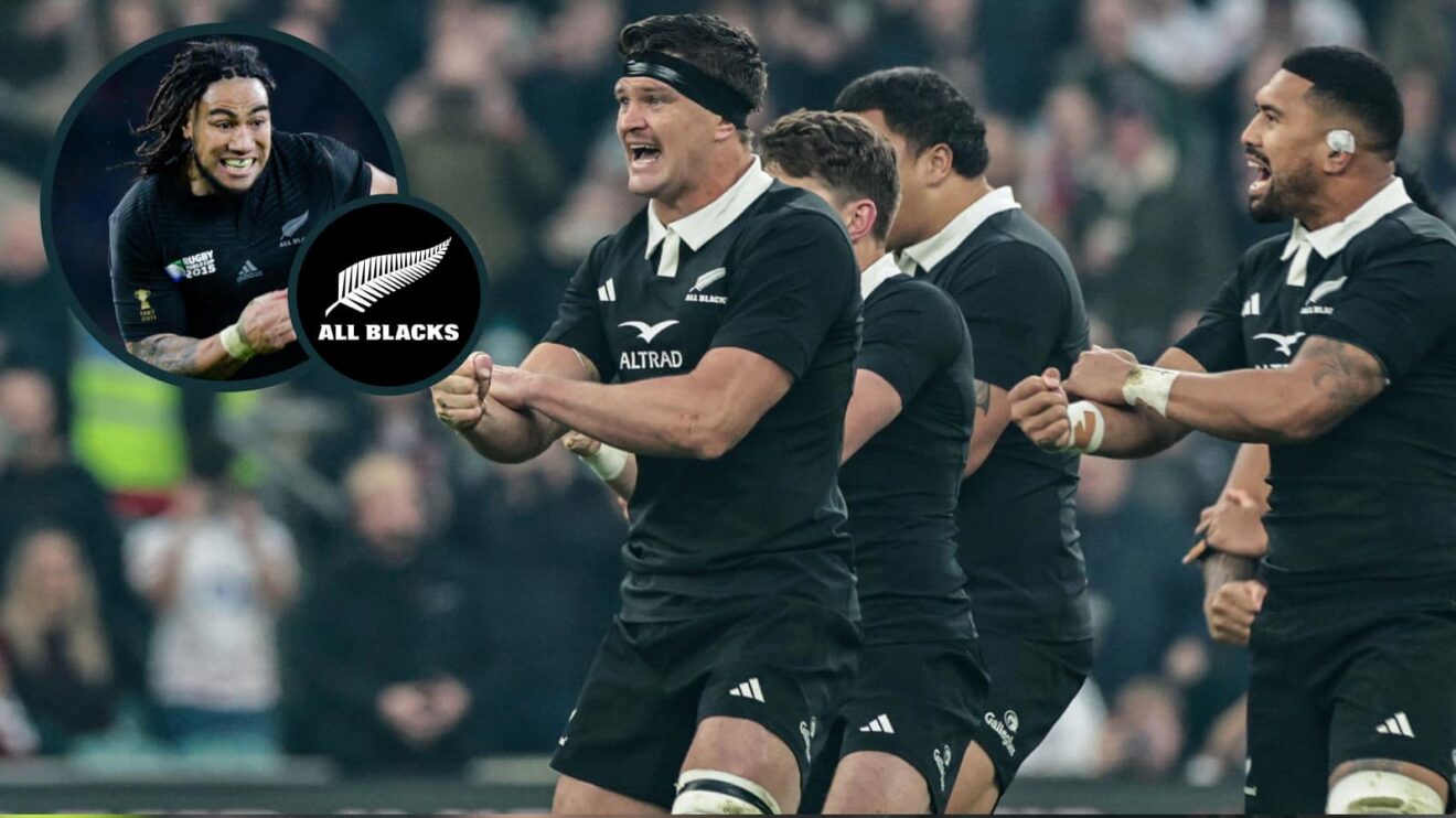 All Blacks stars doing the haka against England and New Zealand legend Ma'a Nonu (inset).