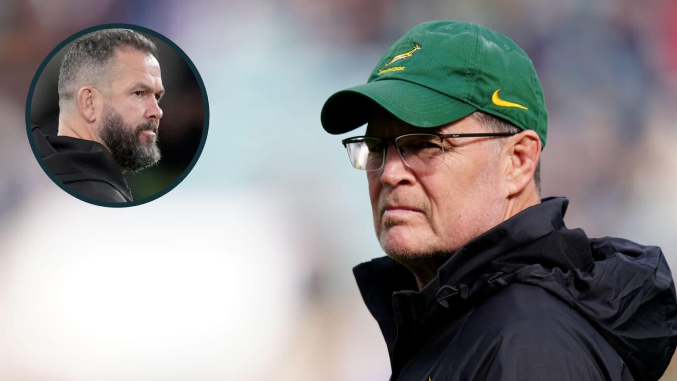 Springboks head coach Rassie Erasmus and an inset of Ireland boss Ireland boss Andy Farrell.