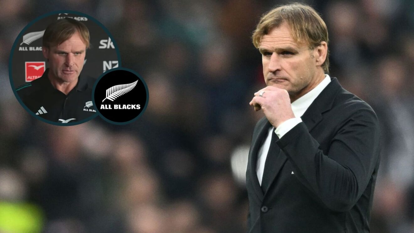 All Blacks head coach before England game and at pre-match press conference for Wales (inset).