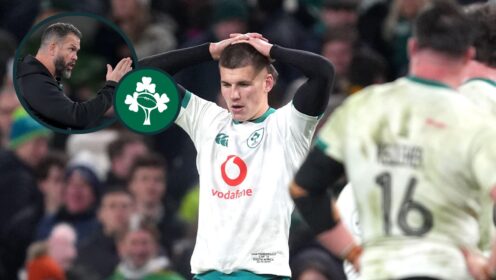 Ireland out-half Sam Prendergast and, inset, head coach Andy Farrell.