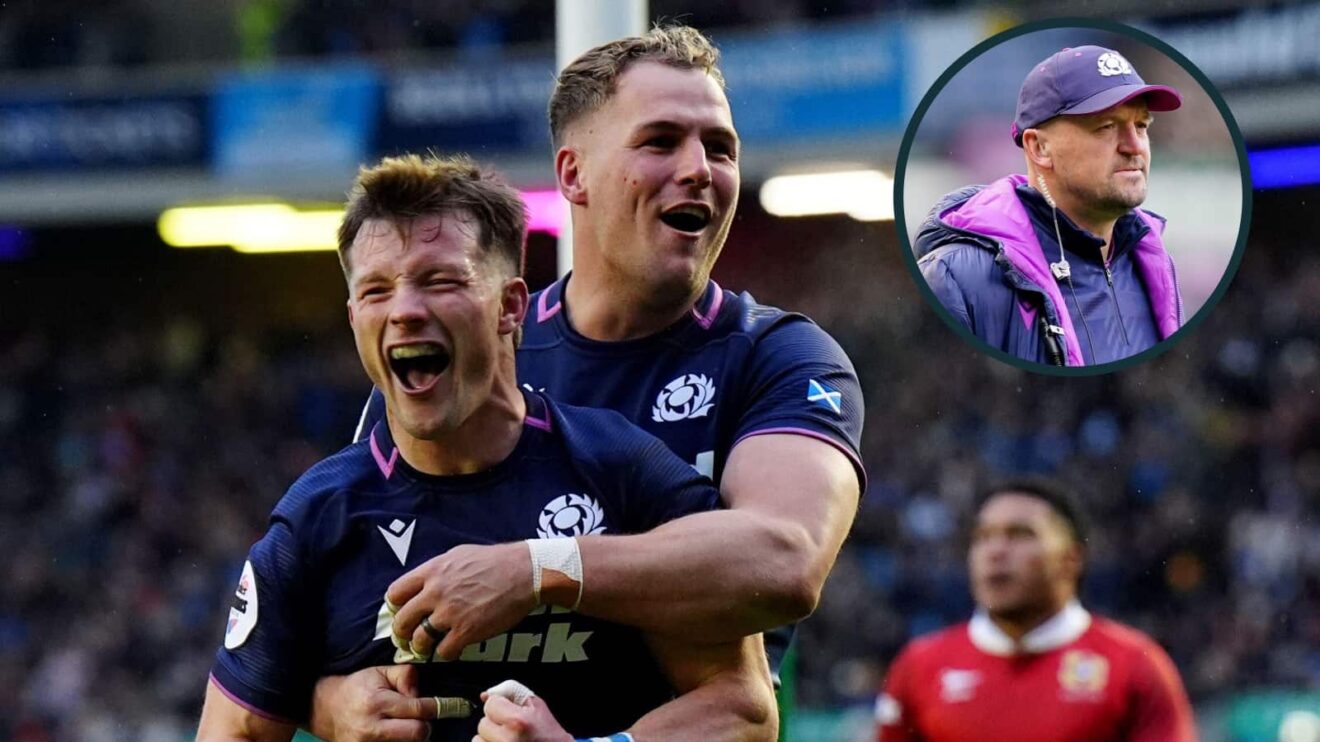 Scotland backs George Horne and an inset of head coach Gregor Townsend.