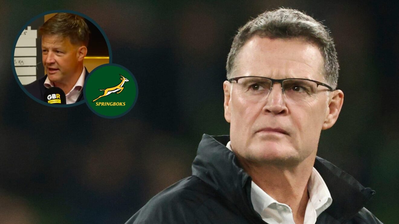 Springboks head coach Rassie Erasmus and an inset of Bobby Skinstad.