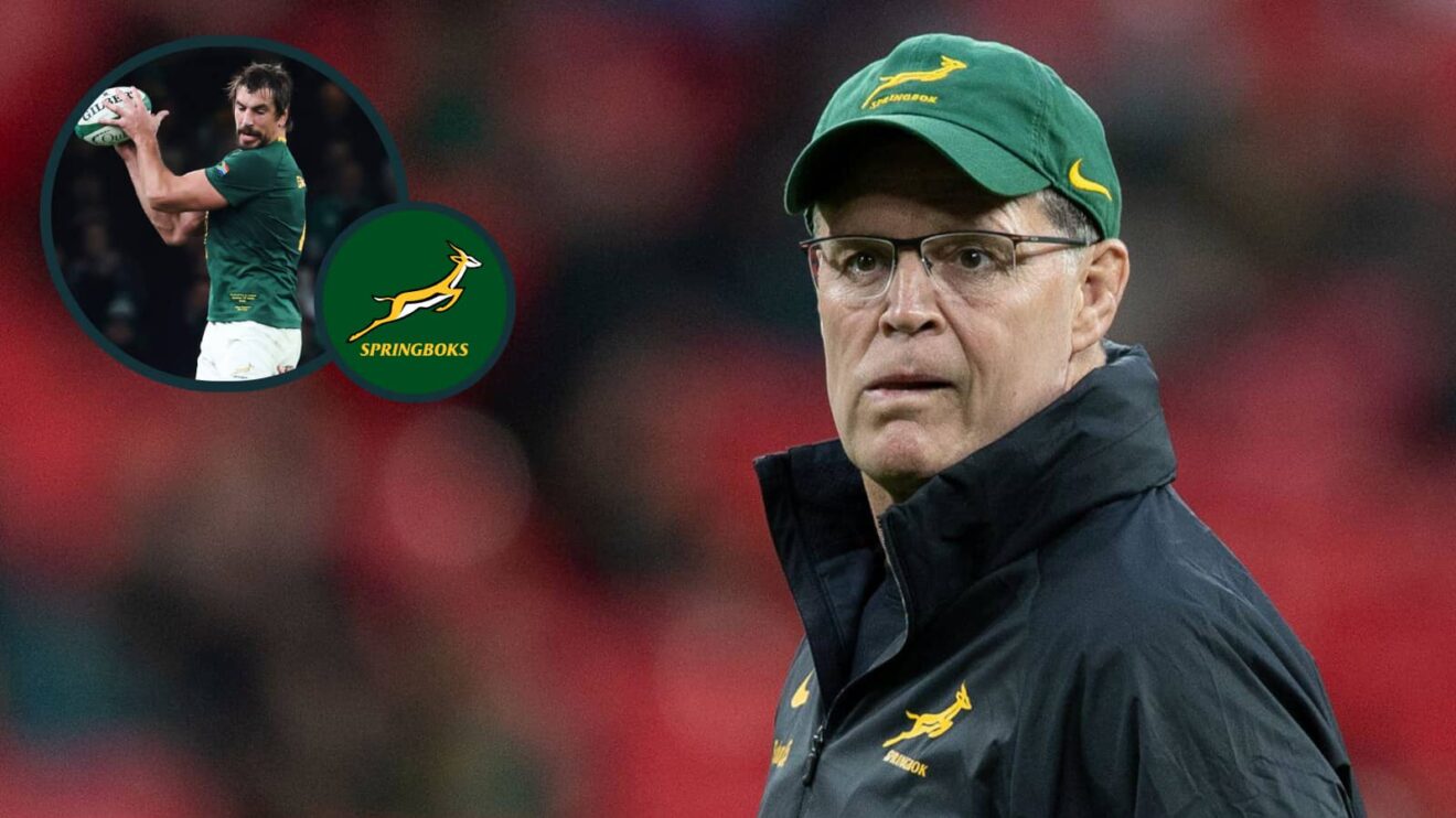 Springboks head coach Rassie Erasmus and second-row Eben Etzebeth (inset).