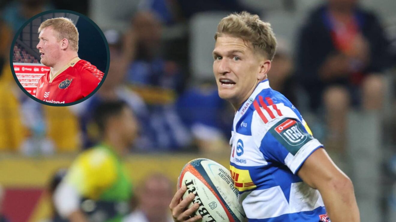 Stormers fly-half Jurie Matthee and an inset of Munster's John Ryan.