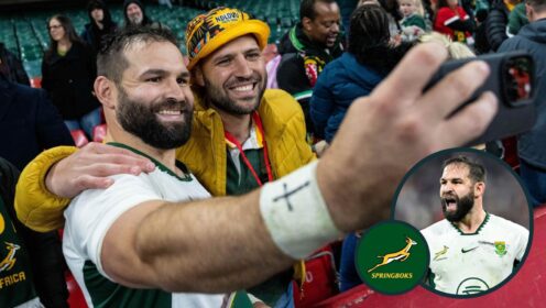Cobus Reinach celebrates his 50th cap for the Springboks.