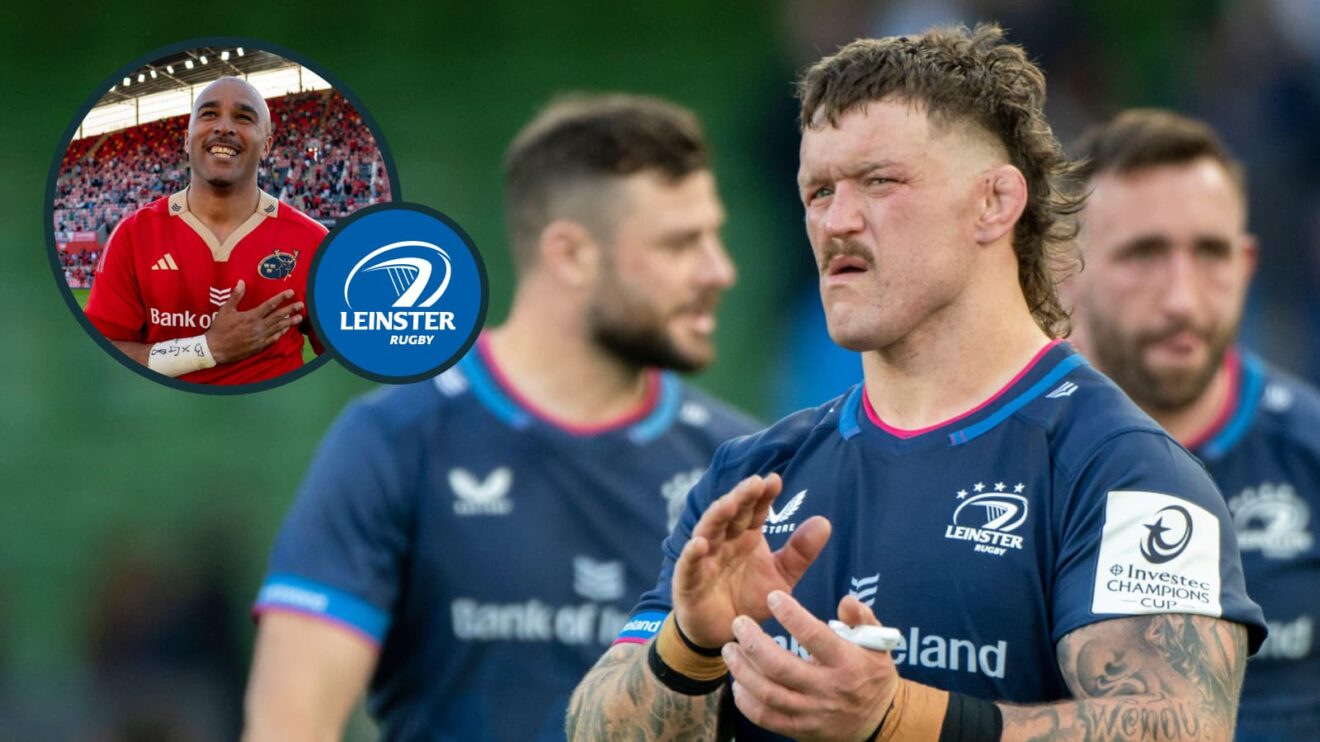 Leinster's Andrew Porter reacts after last May's Investec Champions Cup loss to Northampton and, inset, retired Munster legend Simon Zebo.