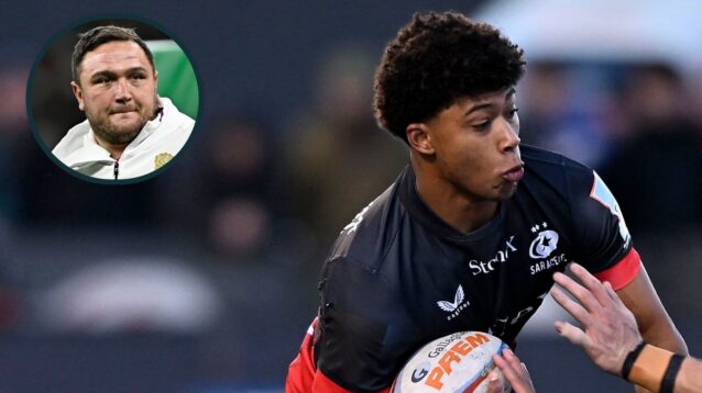 Saracens' rising star Noah Caluori and former England captain Jamie George (inset).