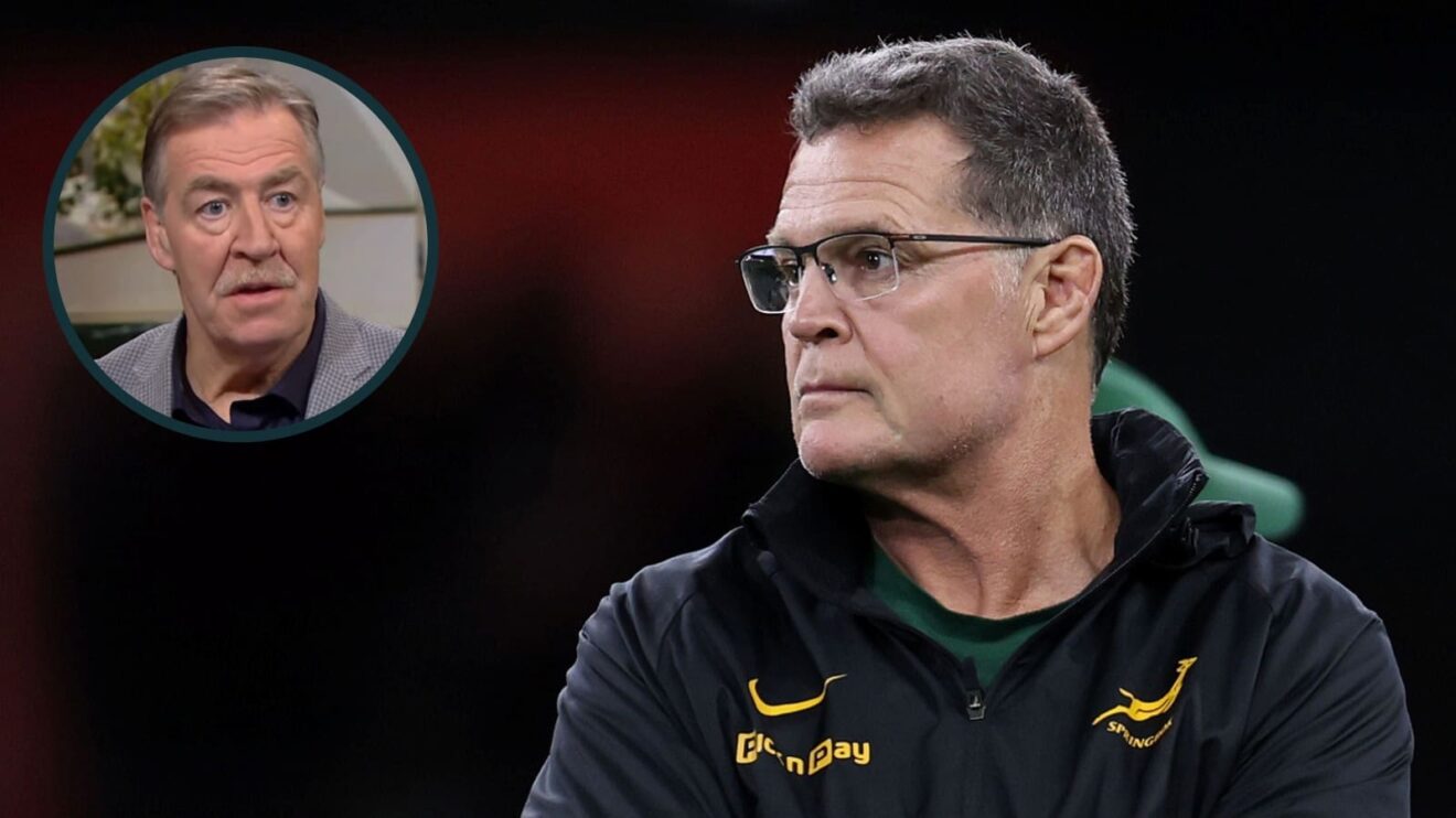 Springboks head coach Rassie Erasmus and former Ireland captain Donal Lenihan (inset).