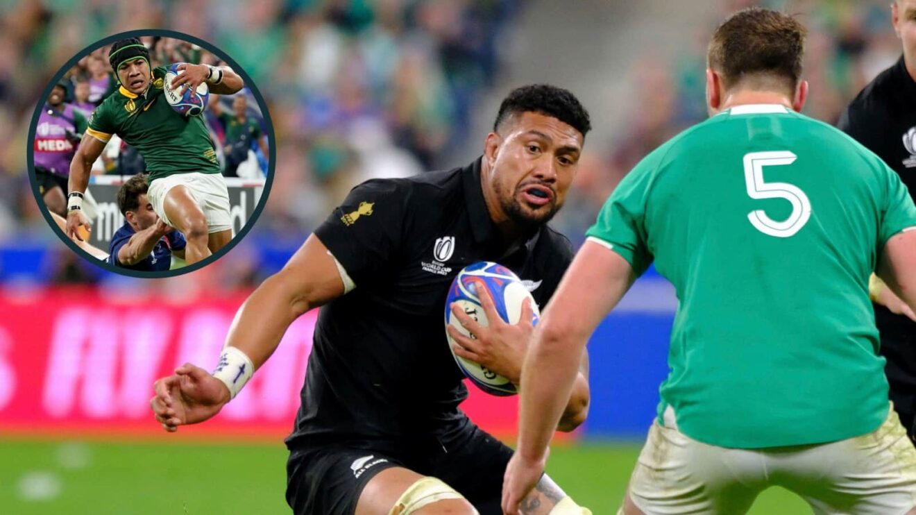 The big Rugby World Cup quarter-finals from 2023 with All Blacks v Ireland and Springboks v France (inset).