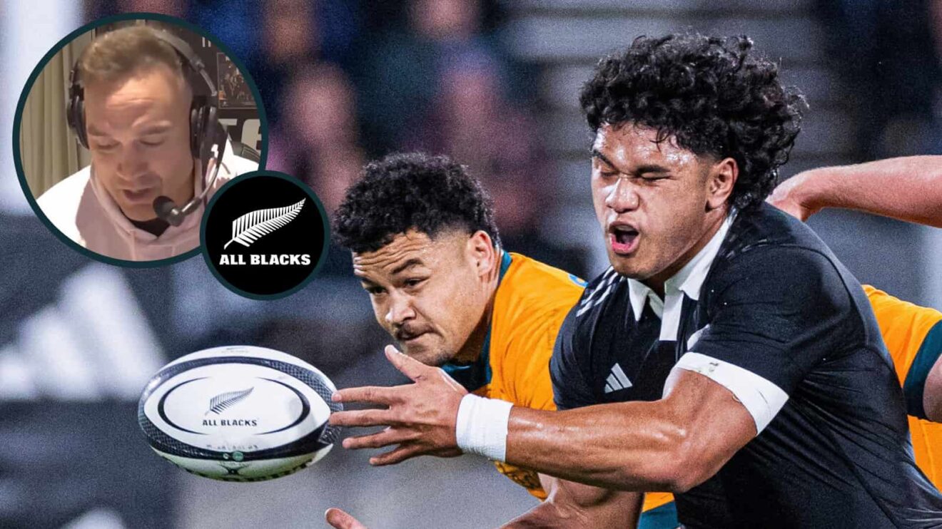 All Blacks taking on the Wallabies, and New Zealand great Israel Dagg (inset).