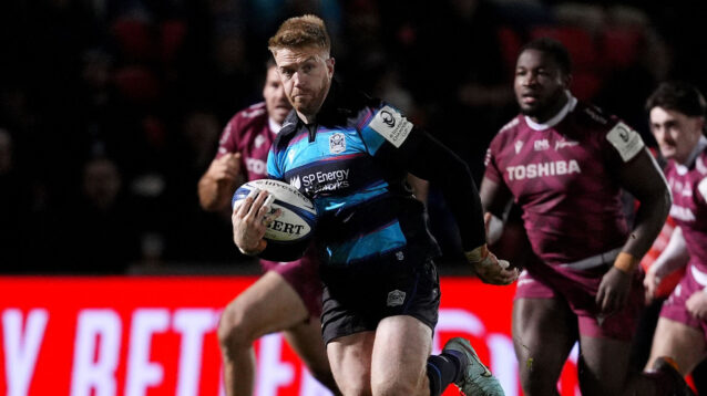 Kyle Steyn for Glasgow Warriors against Sale Sharks.