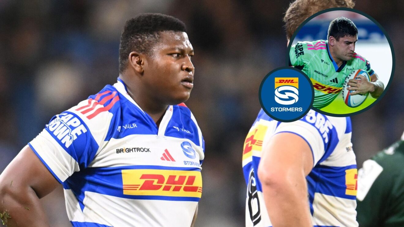 A two layer image of Ntuthuko Mchunu and Paul de Villiers