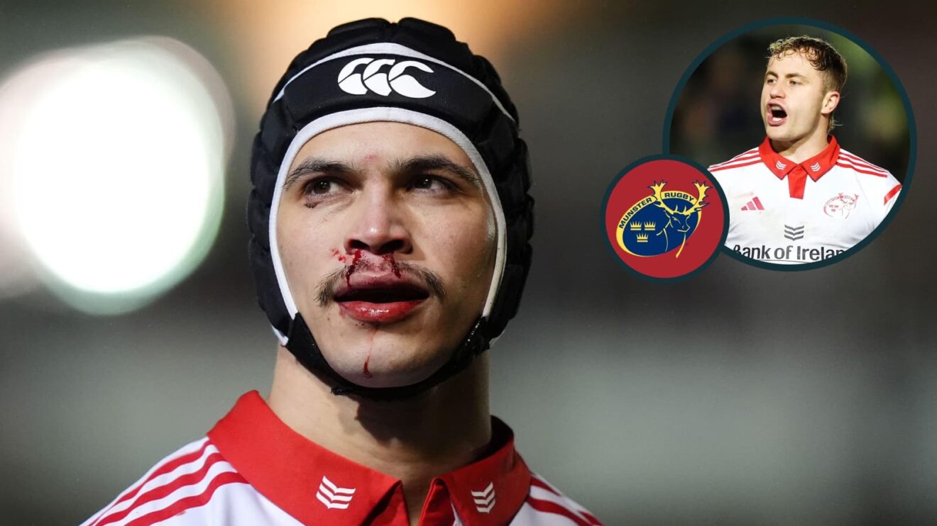 Munster Rugby's Thaakir Abrahams and Craig Casey during the Investec Champions Cup match at The Recreation Ground against Bath.