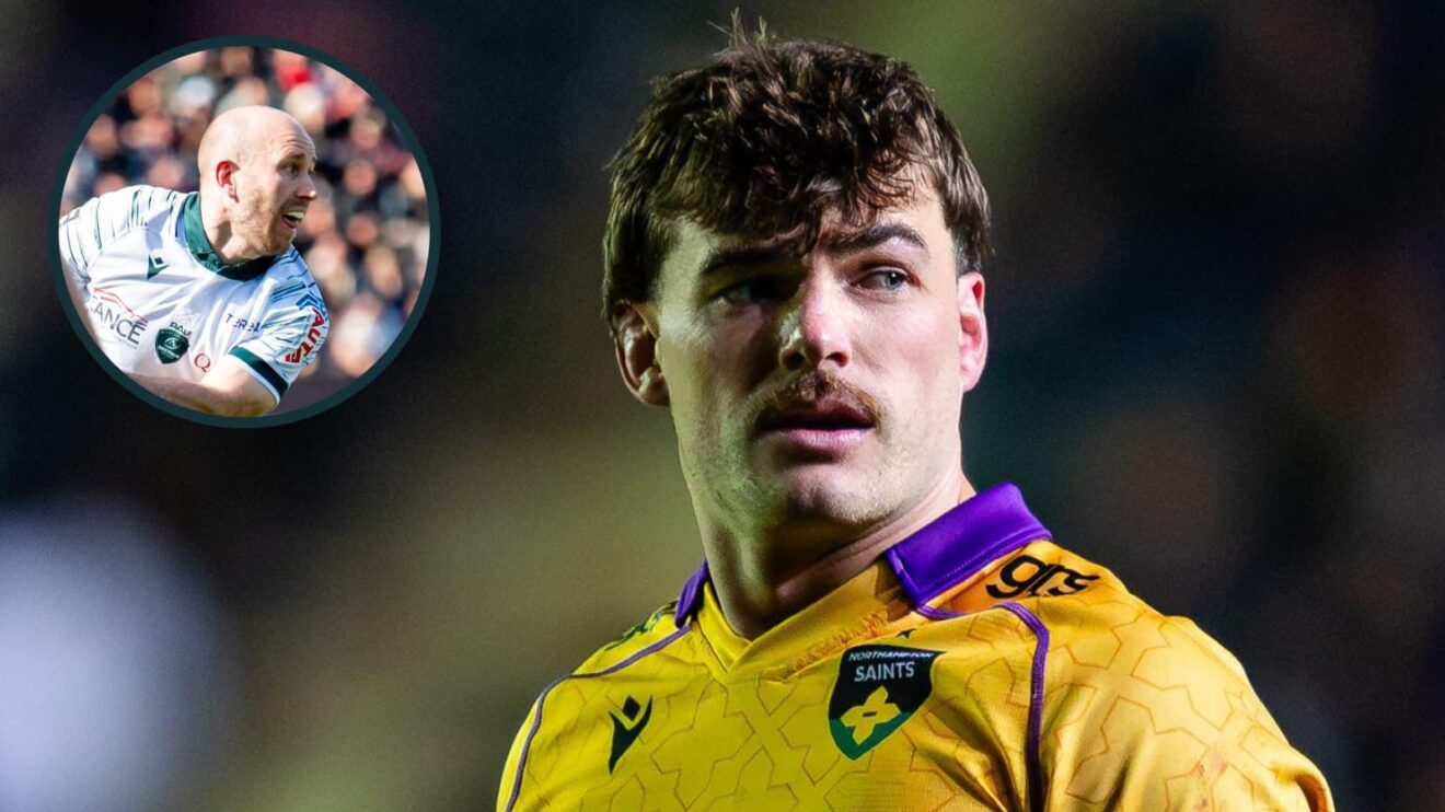 Northampton captain George Furbank and, inset, Pau's Dan Robson.