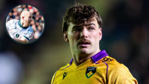 Northampton captain George Furbank and, inset, Pau's Dan Robson.