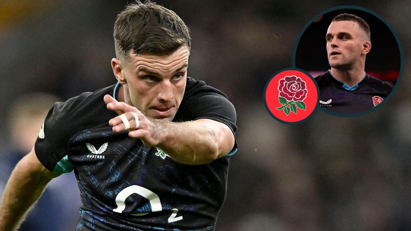 A two layer image of George Ford and Ben Earl