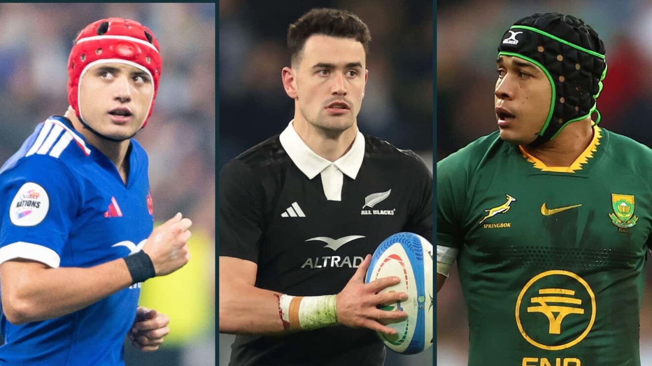 France's Louis Bielle Biarrey, All Black Will Jordan and Springbok Cheslin Kolbe.